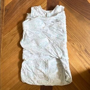 NB 0-3M Halo White Baby Swaddle Sleep Sack with Elephants